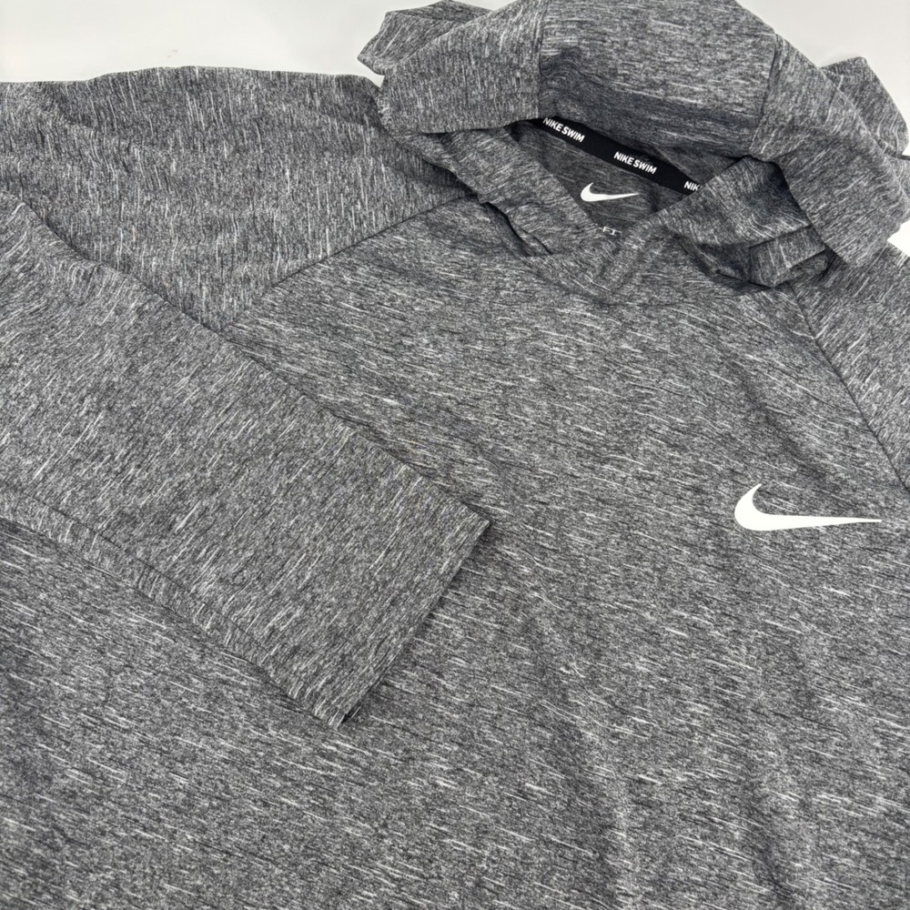 Nike Swim Hoodie Mens Small Gray Dri-FIT UPF 40+ Long Sleeve Rash Guard